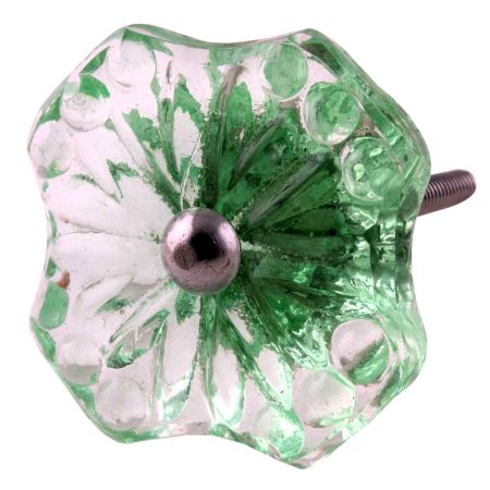Mint Green Square Glass Flower Cabinet Knobs